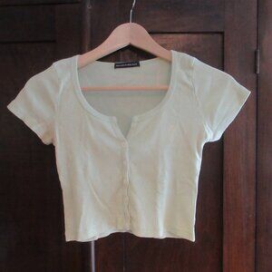 BRANDY MELVILLE Women's Light Green Sleaveless Button Shirt